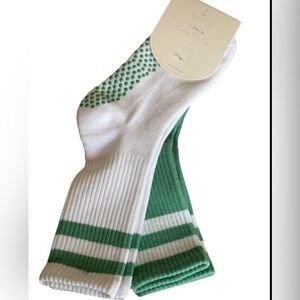 NEW Woman’s Balance Collection White and Green GRIP Athletic Socks Pilates Yoga